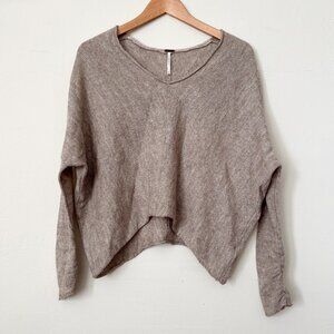 Free People Cropped Wool Batwing Sweater - Tan - XS